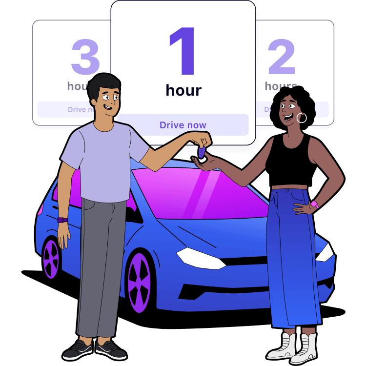 Two friends sharing a car